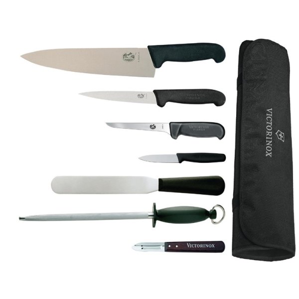 7-teiliges Messerset von Victorinox, Hygiplas und Vogue mit 25cm Kochmesser