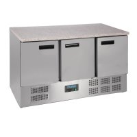 Polar Serie G Thekenkühltisch mit Marmorarbeitsfläche 3-türig 368Ltr