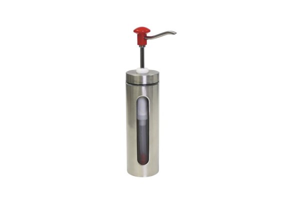 Druckknopf Dosierspender mit Sichtfenster 2 Liter - 98 x 98 x 440 mm, rot