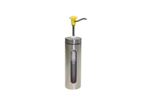 Druckknopf Dosierspender mit Sichtfenster 2 Liter - 98 x 98 x 440 mm, gelb