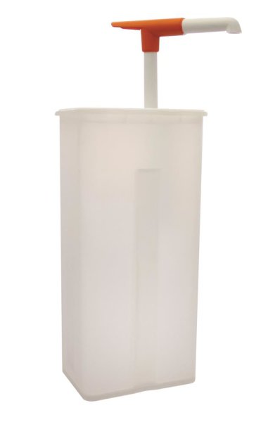 Druckknopf-Dosierspender mit Kst-Deckel 5L-105x140x345mm inkl.Pumpe