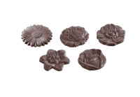 Schokoladen Form - Blumen rund 5 Fig. 275 x 135 x 24 mm