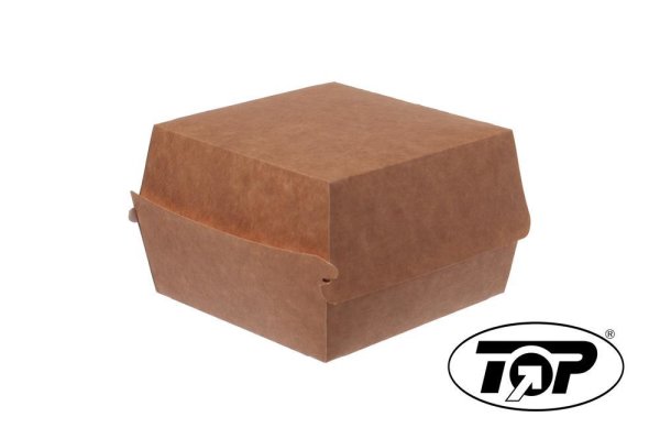 TOP 400 Stück Hamburger - Box, NATURE groß, 14,5 x 14,5 x 8 cm, Kraft-Papier, fettdicht