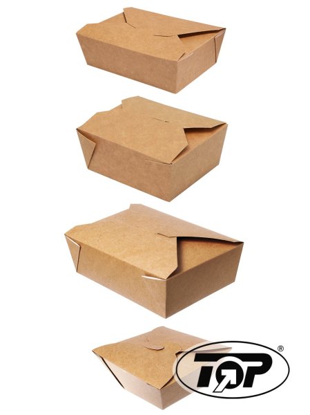 TOP 450 Stück Lunch - Box NATURE 750 ml, 14 x 10 x 5 cm, Kraft-Papier, fettdicht