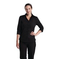 Uniform Works Damen Stretch Hemdbluse dreiviertelarm schwarz M