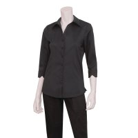 Uniform Works Damen Stretch Hemdbluse dreiviertelarm schwarz L